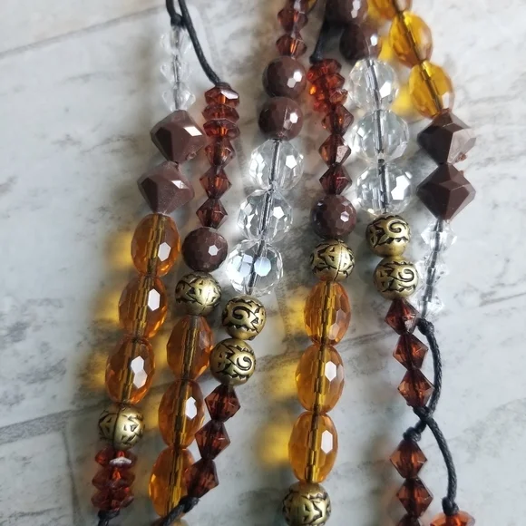 Cookie Lee glass bead necklace brown orange gold NWT - Picture 2 of 11